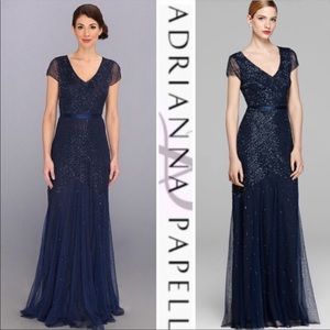 Adrianna Papell Evening beaded dress gown
